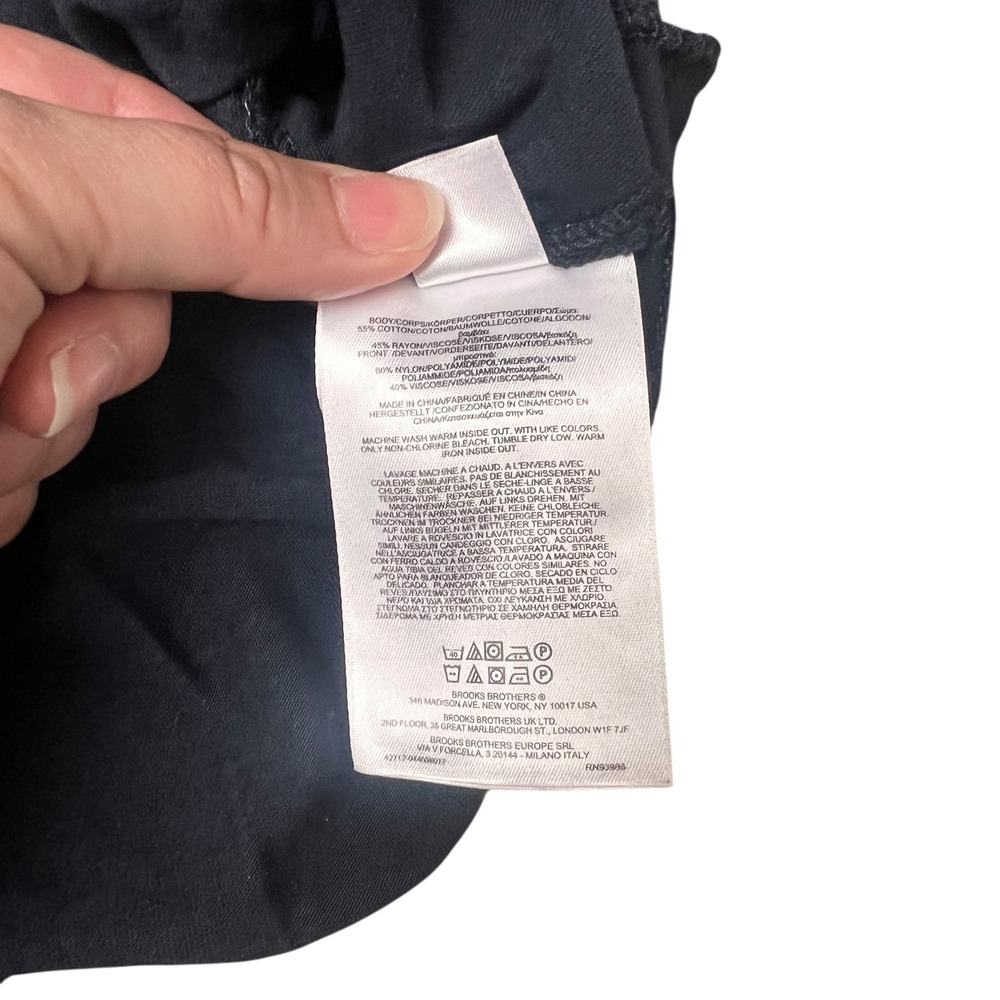 Brooks Brothers Navy Blue Floral Lace Overlay Short Sleeve Top Crew Neck Medium - Picture 4 of 7